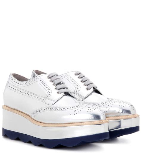 prada metallic platform brogues|Prada brogues farfetch.